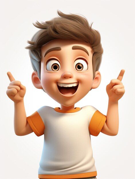 a cartoon boy is holding his fingers up in the air and making a peace sign