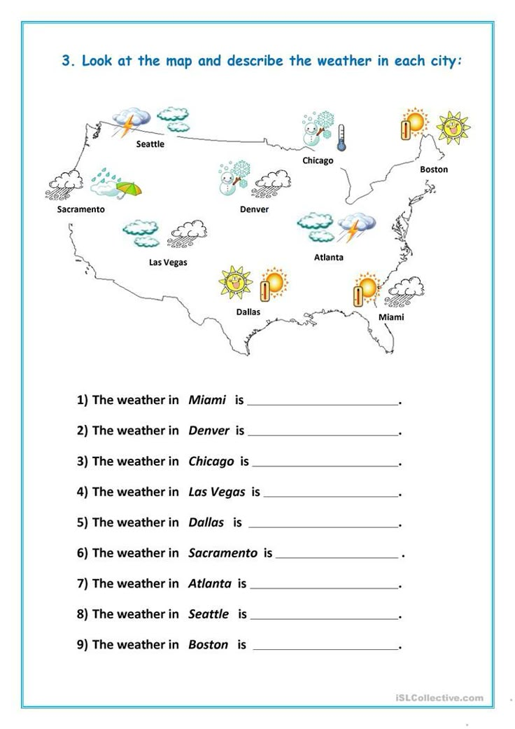 the weather map worksheet for kids to learn how to read it and what to do