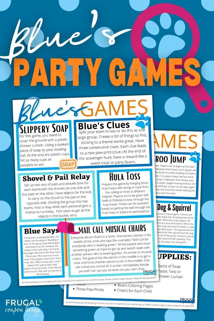 blue and party games for kids to play with