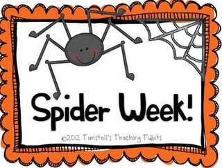 a spider week sign with the words spider week written in black and orange on it