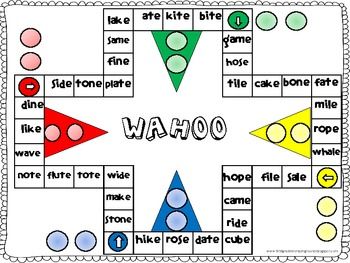 an image of a board game with numbers and shapes on it's sides, including the word waoo