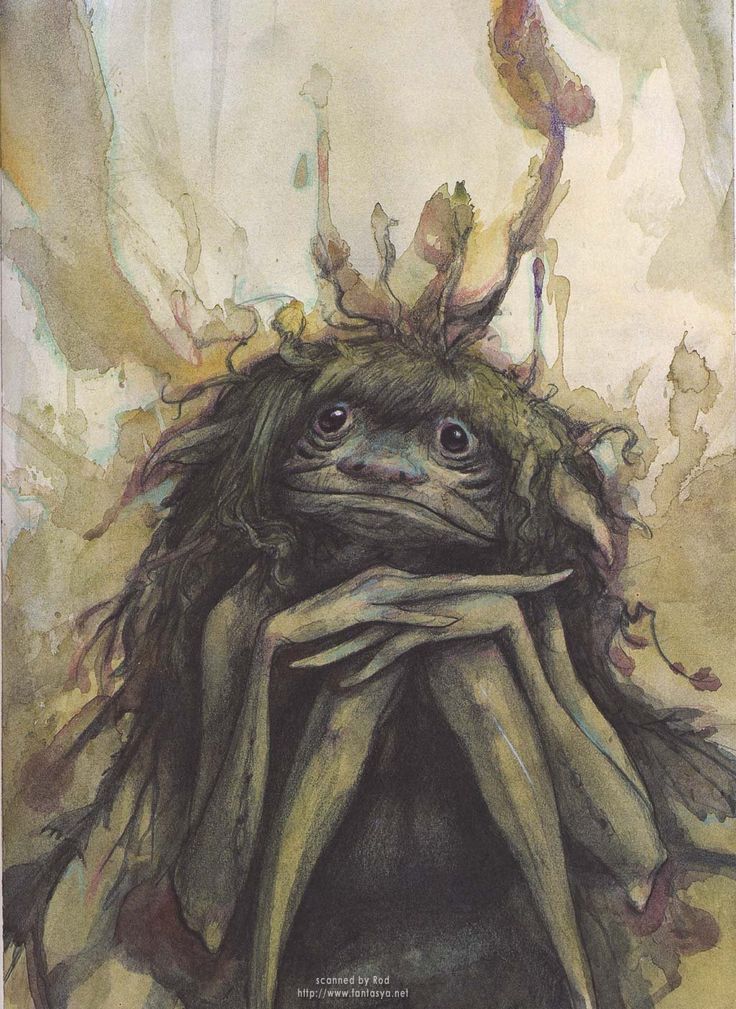 a painting of a frog wrapped in a blanket