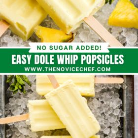 no sugar added easy dole whip popsicles with pineapple and mint on top