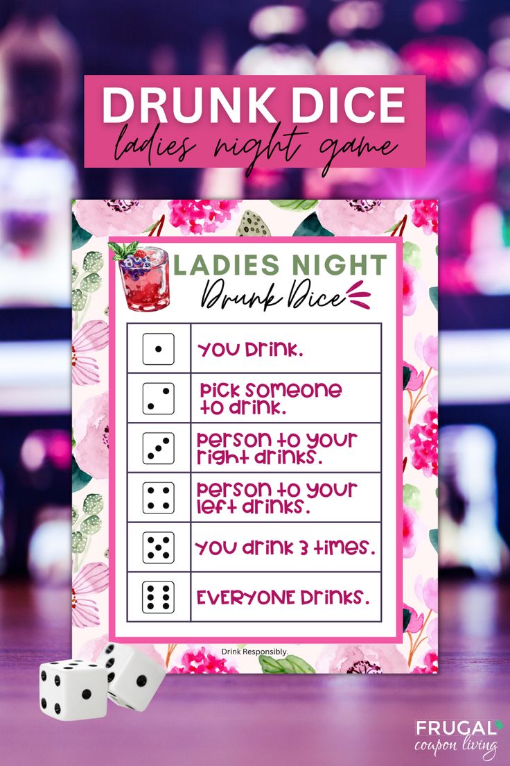 a card game for ladies night with dices on the table