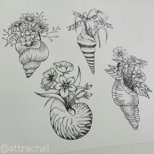 three vases filled with flowers and plants on top of a white paper wallpaper