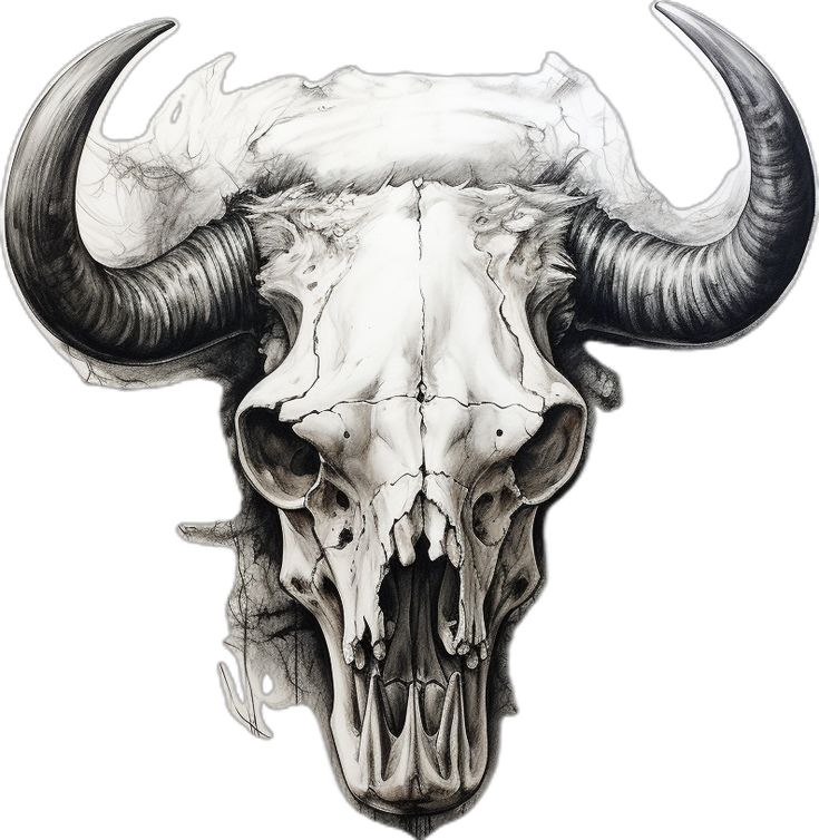 an animal skull with large horns on it's face and long horned horns