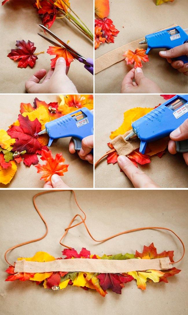 the process for making fall leaves with glue