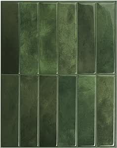 green glass tiles are arranged in rows