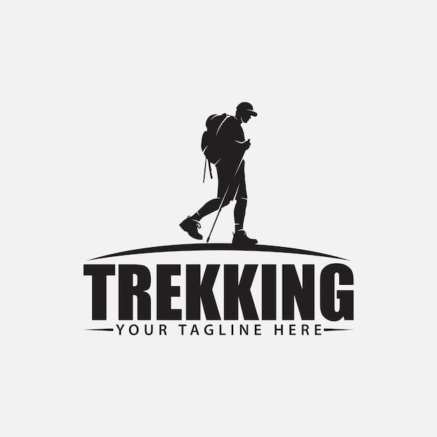 a man hiking on top of a hill with the words trekking your tailline here