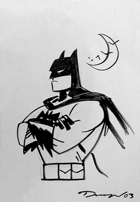 a black and white drawing of a batman