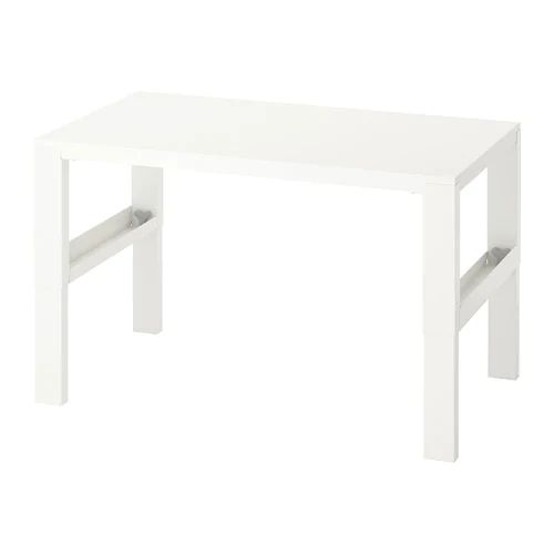 a white table with two legs on the top and one leg extended to the side