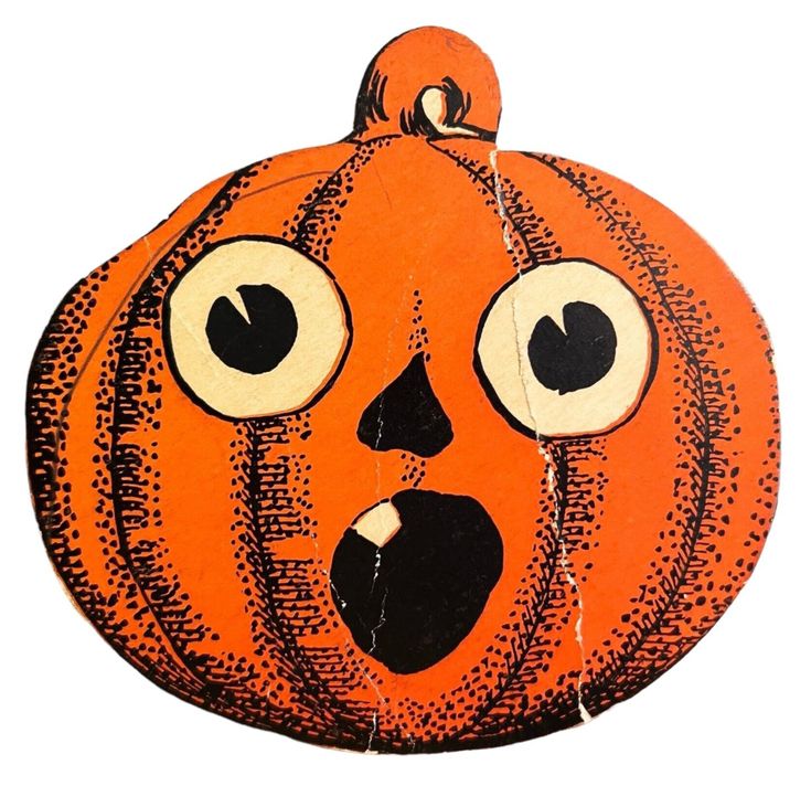 an orange pumpkin with big eyes on it's face