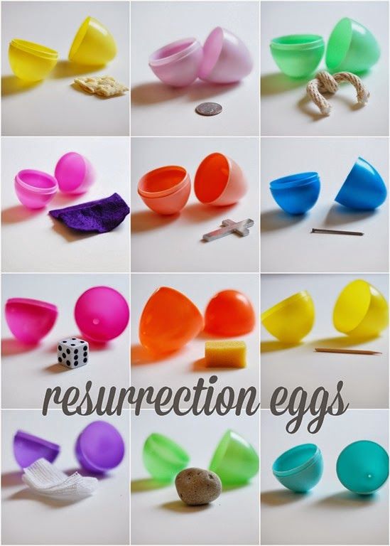 there are many different types of eggs in this photo and the words, resurrection eggs