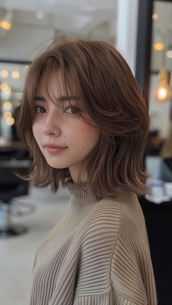 Short Hair Mushroom Brown, Hairdye Ideas Brown Hair, Brown Hair Colors Shoulder Length, Cute Haircuts Shoulder Length, Brown Hair For Short Hair, Short Hair Two Tone Color, Hair Color For Morena Skin Short Hair, Brown Hair On Cool Tone Skin, How To Get Brown Hair Naturally