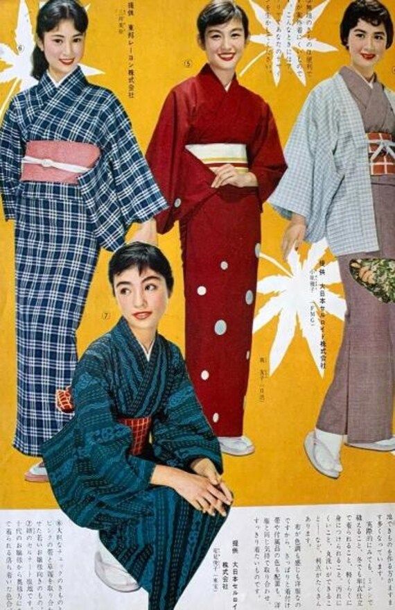 Looking for information to make Japanese Ladies Shibori or Mens Montsuki Kimonos? Patterns with diagrams. All in Japanese, but the images provide enough instruction. Very nice images of traditional patterns from 1951. You will receive 2 high resolution 43 page electronic PDF files for printing. The patterns are written in Japanese. The second document explains how to sew and assemble a kimono, plus history of the garments in English. See more pattern listings here: https://www.etsy.com/au/shop/S Early Japanese Fashion, 1960s Japanese Fashion, Kimonos Patterns, Japanese Prints Pattern, Beach Cosplay, Japanese Kimono Traditional, Vintage Japanese Fashion, Summer Sewing Patterns, Recycled Kimono