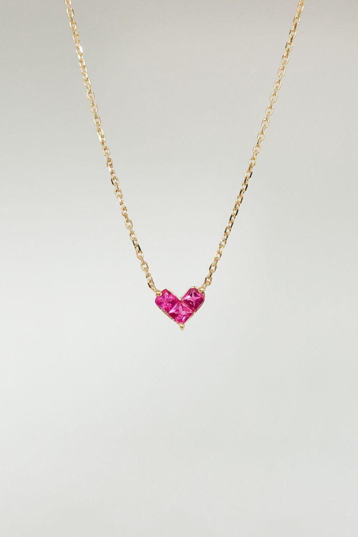 This elegant ruby heart necklace sits right between your collar bones, very delicate and unique. The necklace is featuring 18k yellow gold with gorgeous deep fuchsia colour ruby.details: 14.5” length with 1” extender ruby heart is measured 5.5mm height, 6.5 width total ruby weight approx. 0.280ct total necklace weight approx. 1.3g spring-ring closure one piece in 18k yellow gold in stock, ready to ship! Ruby Heart Necklace, Best Valentine Gift, Ruby Heart, School Jewelry, Ruby Pendant, Unique Valentines, Ruby Necklace, Valentines Necklace, Fuchsia Color