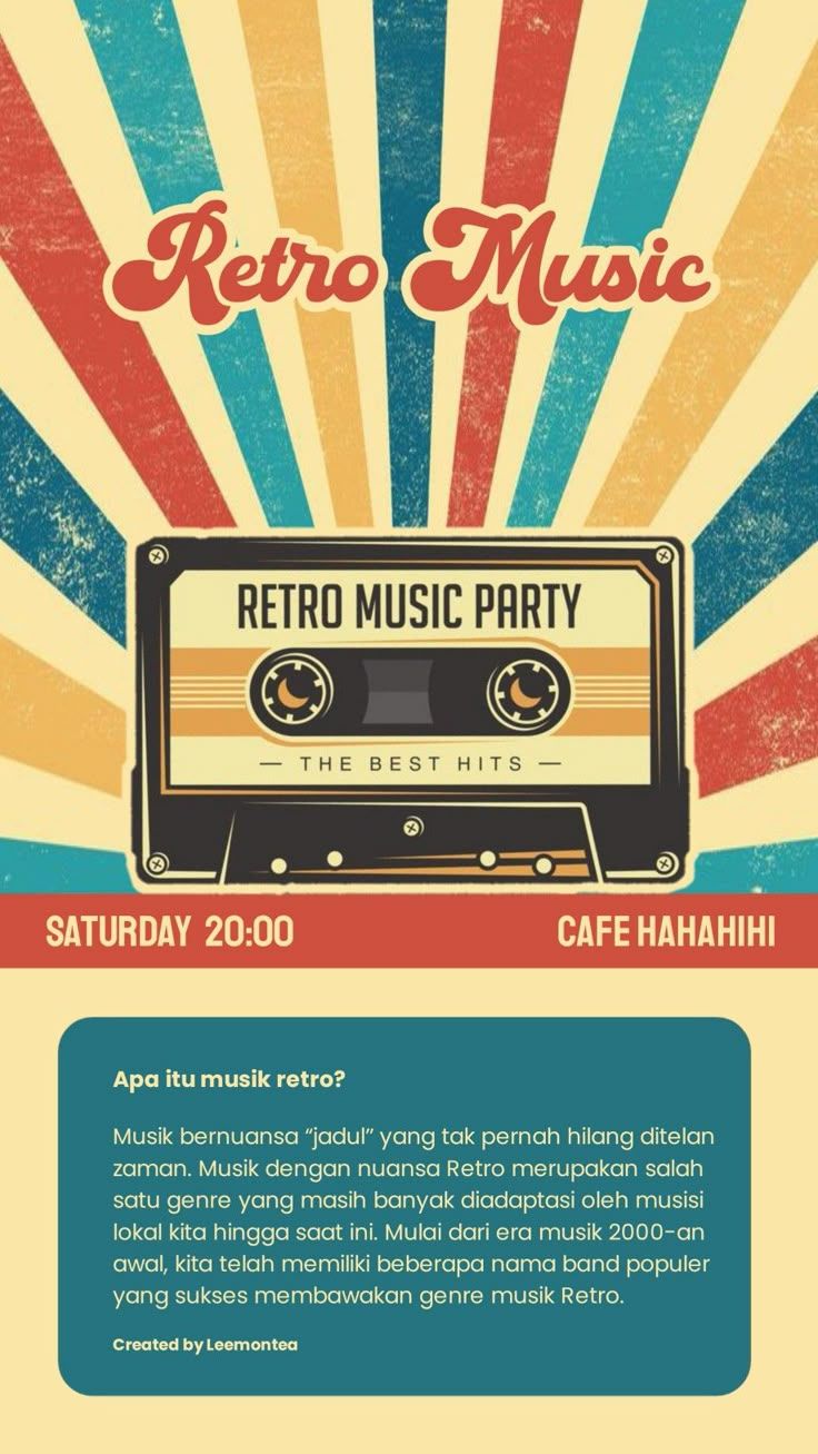 the retro music party flyer is shown