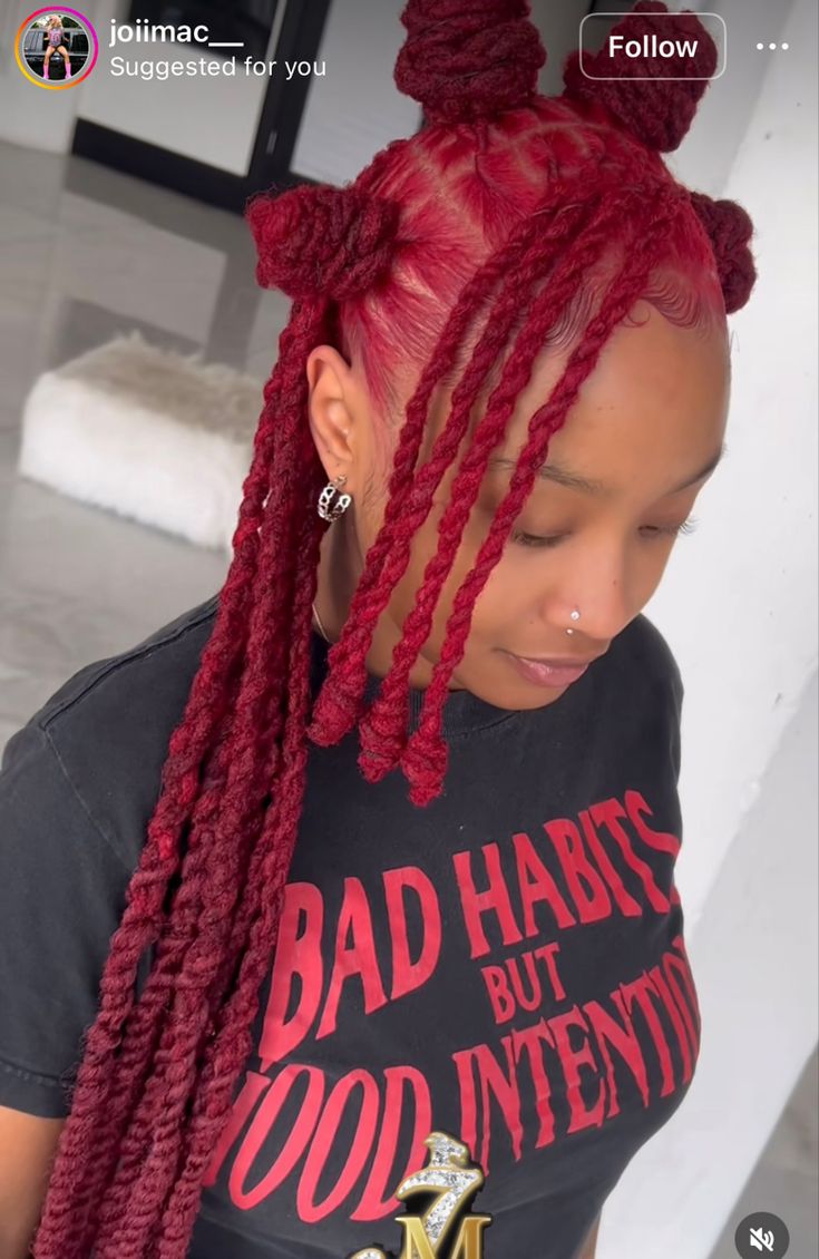 Locs Hairstyles For Birthday, Red Locs Hairstyles, Loc Birthday Styles, Lock Hairstyles For Black Women, Ways To Style Short Locs, Hairstyles For Locs Dreadlocks, Dread Styles Women, Retwist Hairstyles, Cute Loc Hairstyles