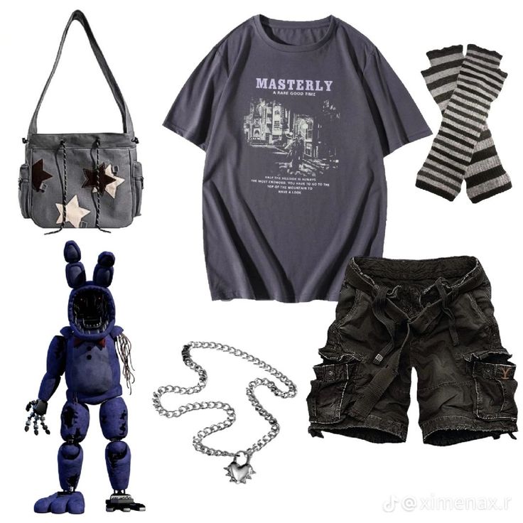 Michael Afton Inspired Outfit, Big Hero 6 Inspired Outfits, Bonnie Inspired Outfits Fnaf, Fnaf Inspired Outfits Foxy, Fnaf Closet Cosplay, Fnaf Themed Outfits, Character Inspired Outfits Casual Cosplay, Fnaf Movie Outfit Ideas, Fnaf Inspired Outfits