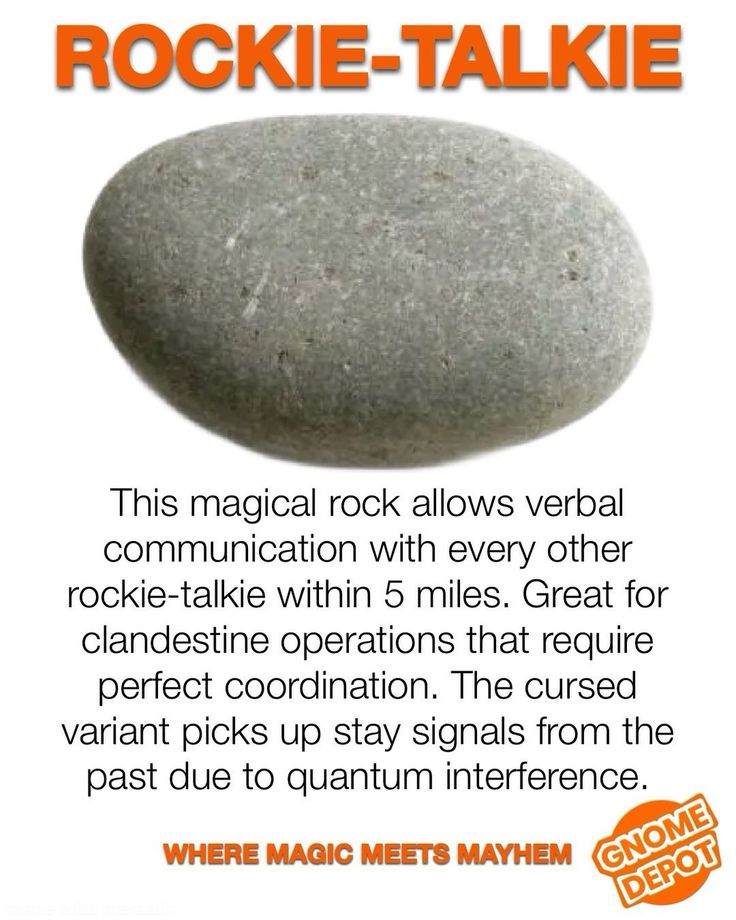 a rock with the words rocket talkie written on it and an image of a rock in