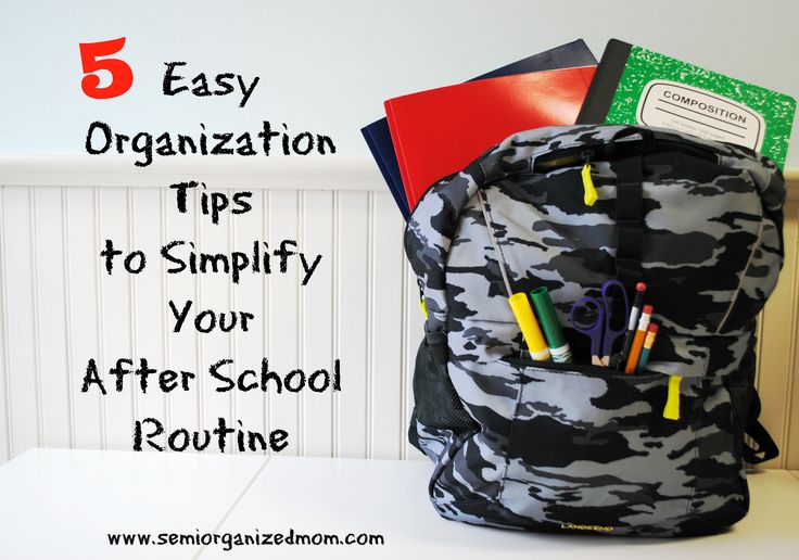 a backpack with school supplies in it and the words 5 easy organization tips to simfy your after school routine