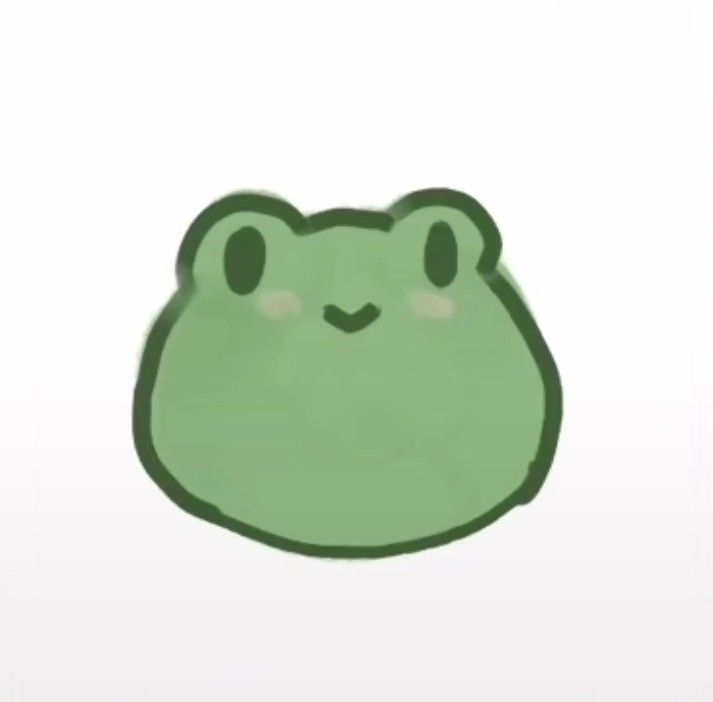 a drawing of a green frog face