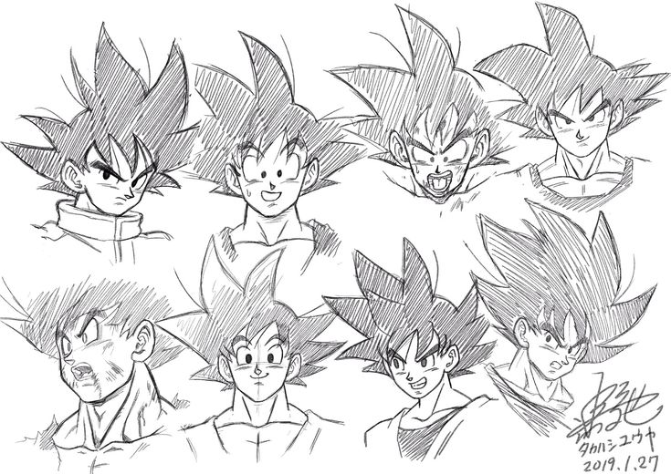 some sketches of the characters from dragon ball