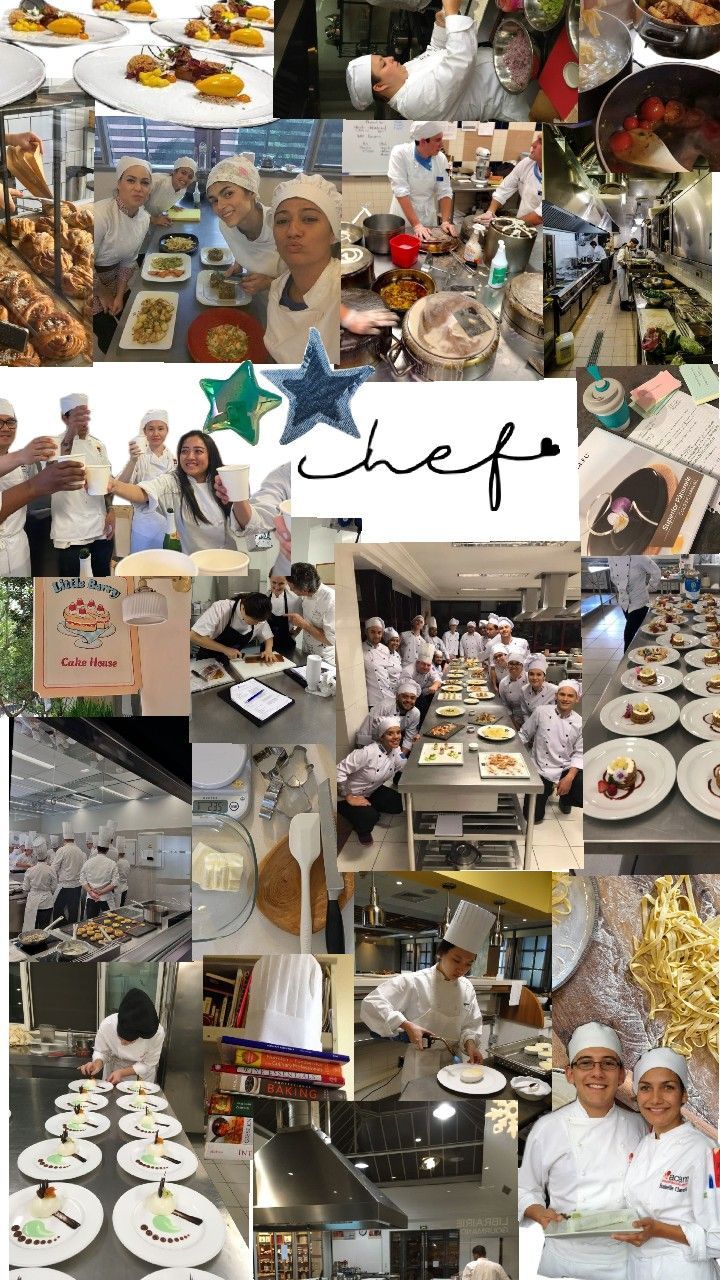 a collage of photos with chefs and food