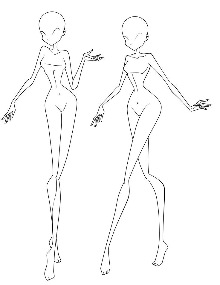 two female body shapes are shown in black and white, while one is holding out her hand