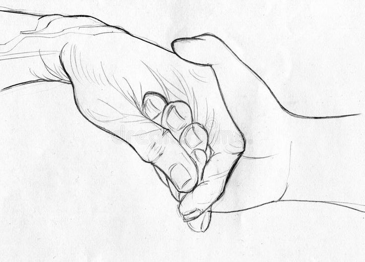 a drawing of two hands holding each other's hand with their fingers touching one another