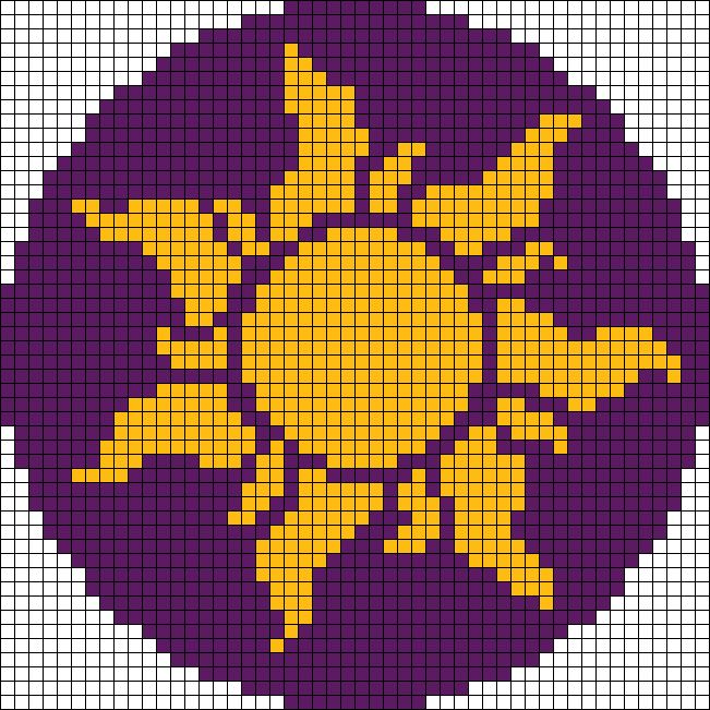 an image of a cross - stitch pattern in yellow and purple