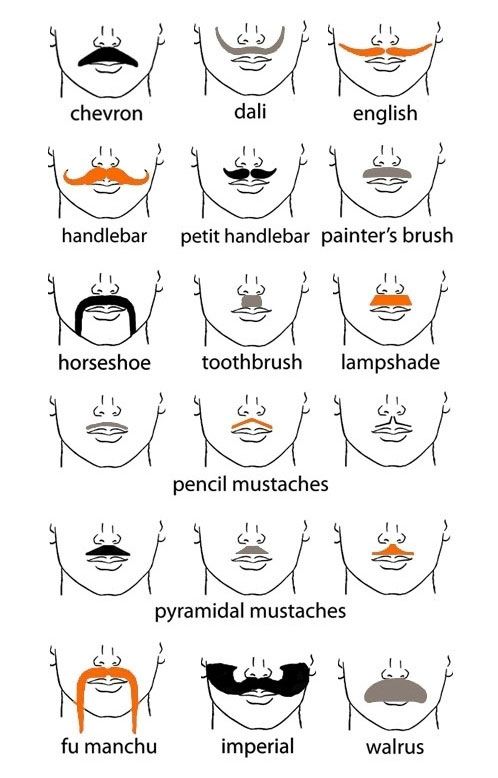 Types of mustaches - because it can be a steampunk man's best accessory! Pencil Mustache, Types Of Mustaches, Moustache Party, Moustache Style, Drag Make-up, Mustache Styles, Mustache Party, Moustaches, Beard No Mustache