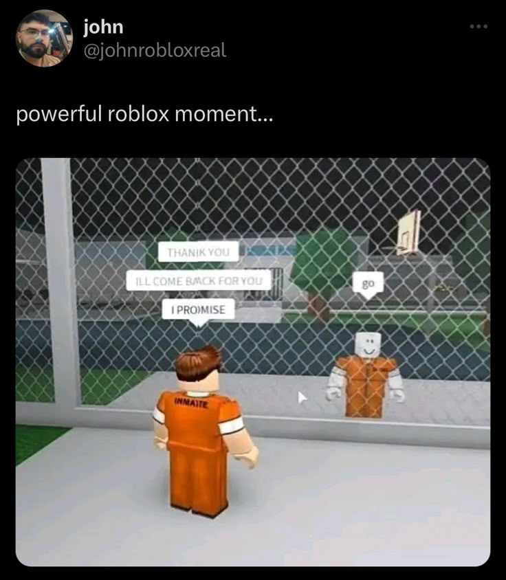 an image of a man in jail with the caption that reads, powerful robbox moment