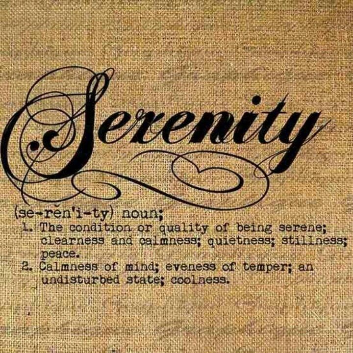 serenity written in black ink on a burlocked piece of paper with the words serenity above it