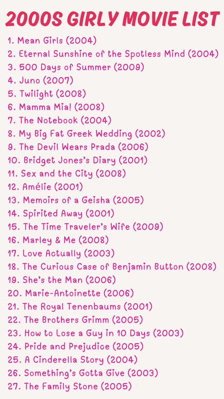 the 2009 girl movie list is shown in pink