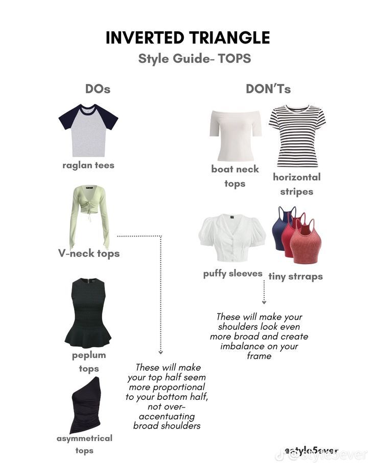 #styletips #fashionadvice #outfitinspiration #wardrobeessentials #trendalert #styleinspo #fashionhacks #ootd #styleguide #fashiontips #styleblogger #styleinspiration #styleideas #fashiontrends #styleadvice Fits For Inverted Triangle Body Shape, Fits For Inverted Triangle, Outfit Ideas For Triangle Body Shape, Invert Triangle Outfit, Outfit Ideas For Inverted Triangle Body Shape, Best Clothes For Inverted Triangle Shape, Introverted Triangle Body Outfit, Best Tops For Inverted Triangle Shape, Inverted Triangle Shoes