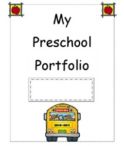 a yellow school bus with the words my preschool portfolio