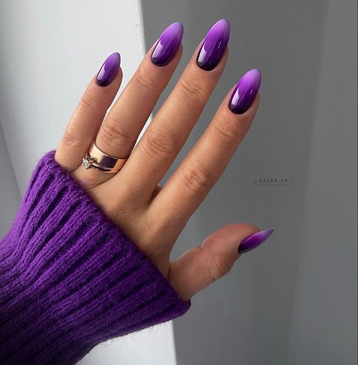 Nokti Ombre, Lilac Nails Design, Fall Nails Art, Purple Ombre Nails, Unghie Sfumate, Purple Nail Art, Lilac Nails, Fall Nails Ideas, Purple Nail Designs