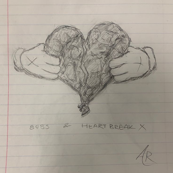 a drawing of two hands holding something in each other's arms with the words bus and heart break x on it