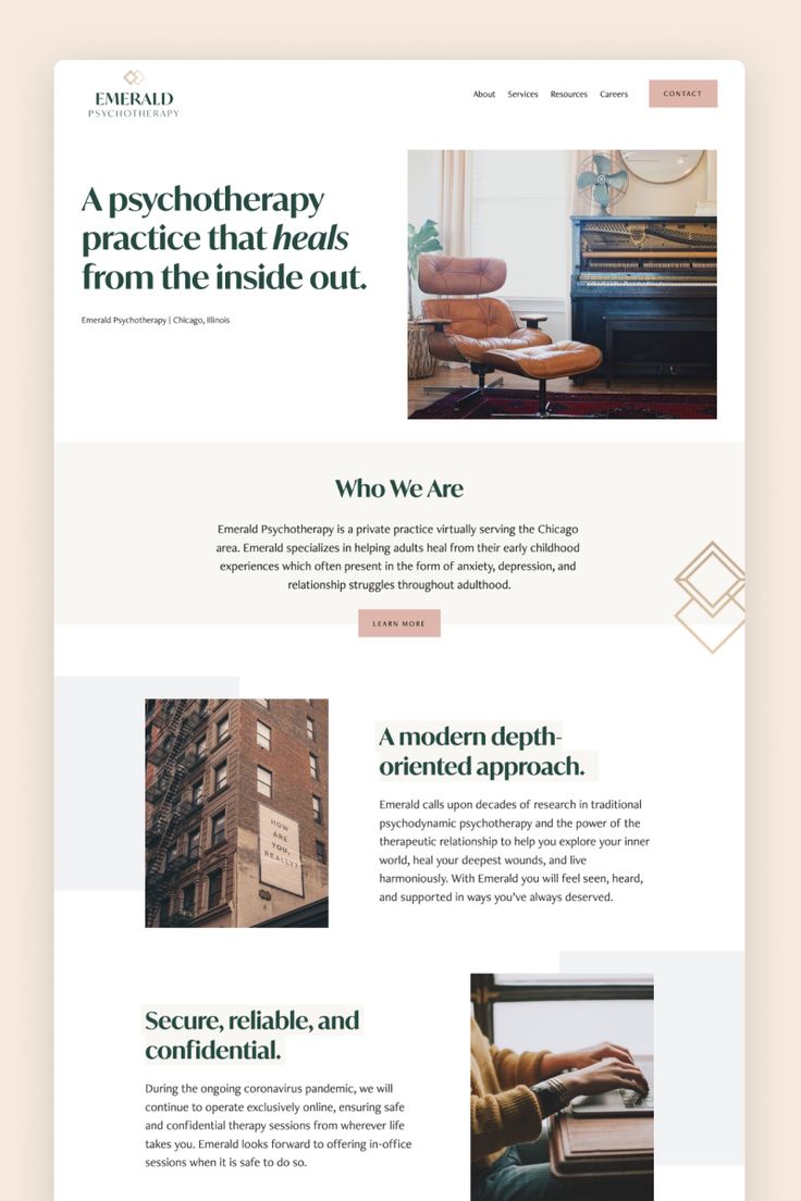 the homepage for an interior design firm