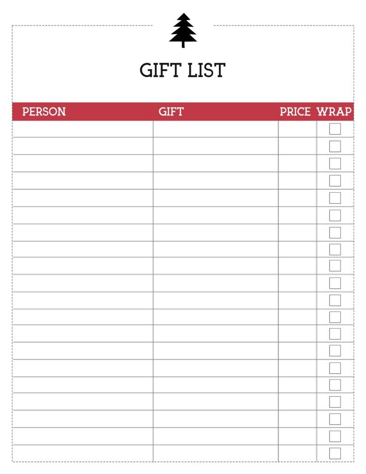 the gift list is shown in red and white, with an arrow pointing to it