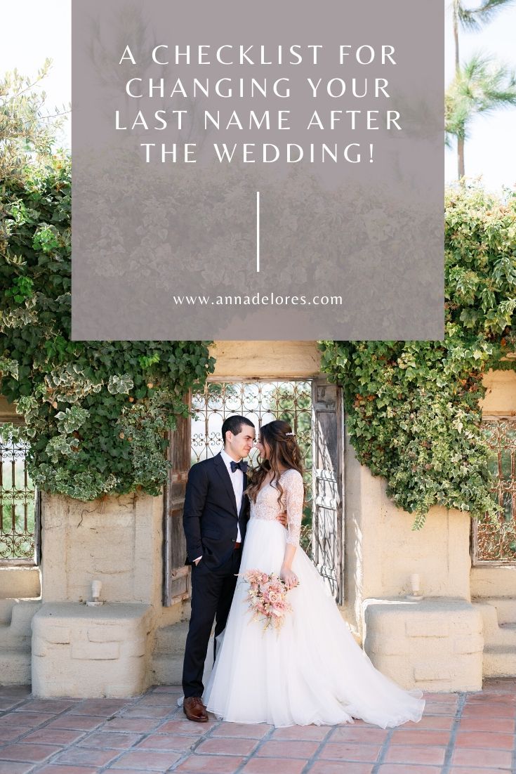 a bride and groom standing in front of a gate with the words, checklist for changing