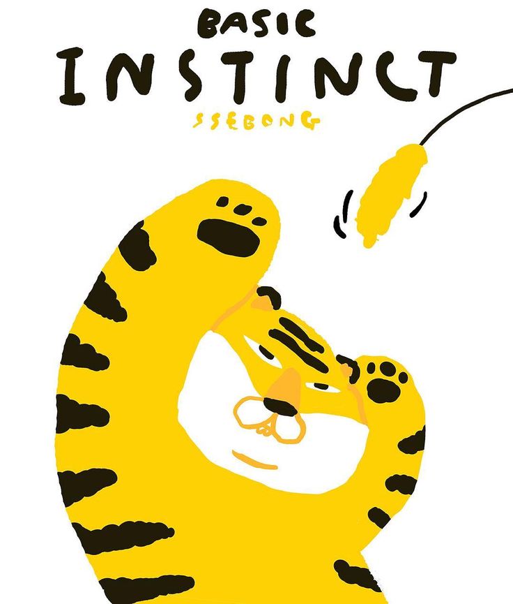 a drawing of a tiger with the words basic instinct on it's chest