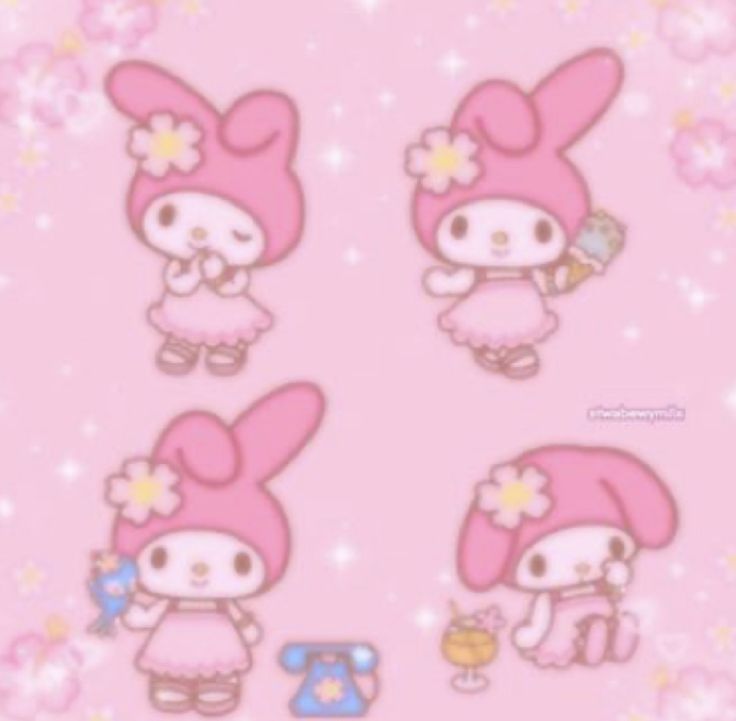 hello kitty wallpaper with pink bunny ears and flowers