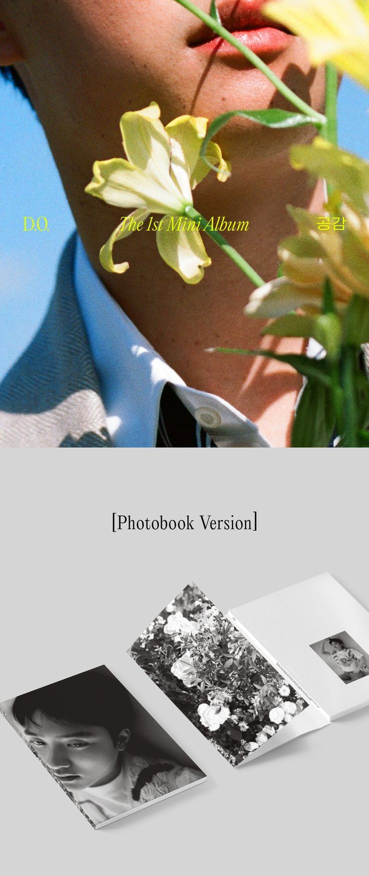 an image of a man with flowers in front of him and the words photobook version below it