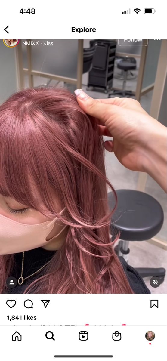 Cherry Pink Highlights, Pink Dye Over Brown Hair No Bleach, Pink On Brown Hair No Bleach, Strawberry Milk Tea Hair, Dusty Pink Brown Hair, Dull Red Hair, Purplish Pink Hair, Redish Pinkish Hair, Coral Brown Hair