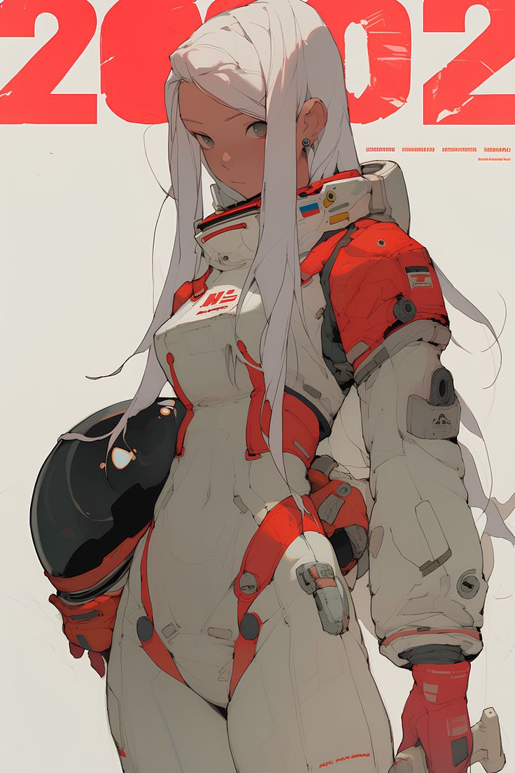 an anime character with white hair and red outfit