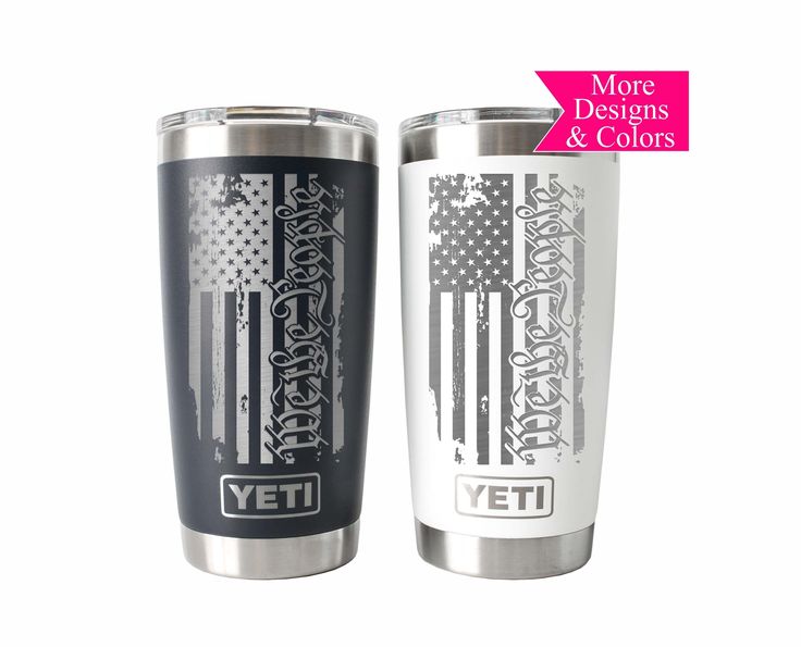 the yeti tumbler has an american flag on it