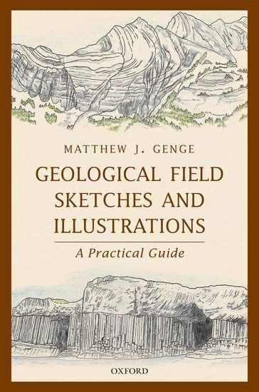 a book cover with mountains in the background and text on it that reads,'geolological field sketches and illustrations a practical guide '