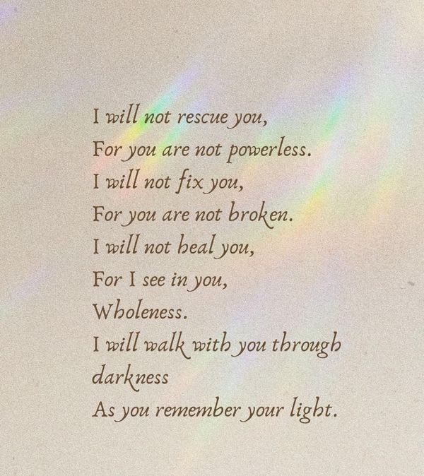 a poem written in rainbow light on white paper